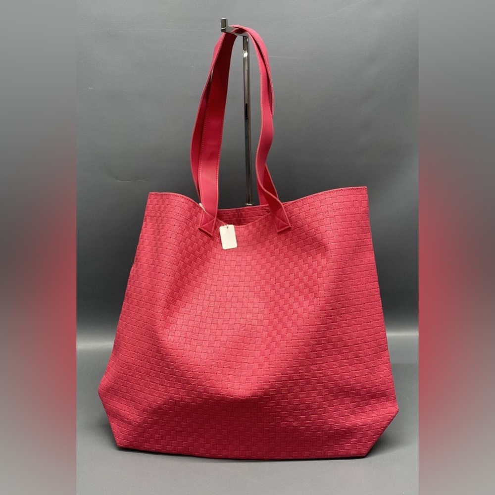 Pink Flamingo Leather Woven Shopping Tote Bag